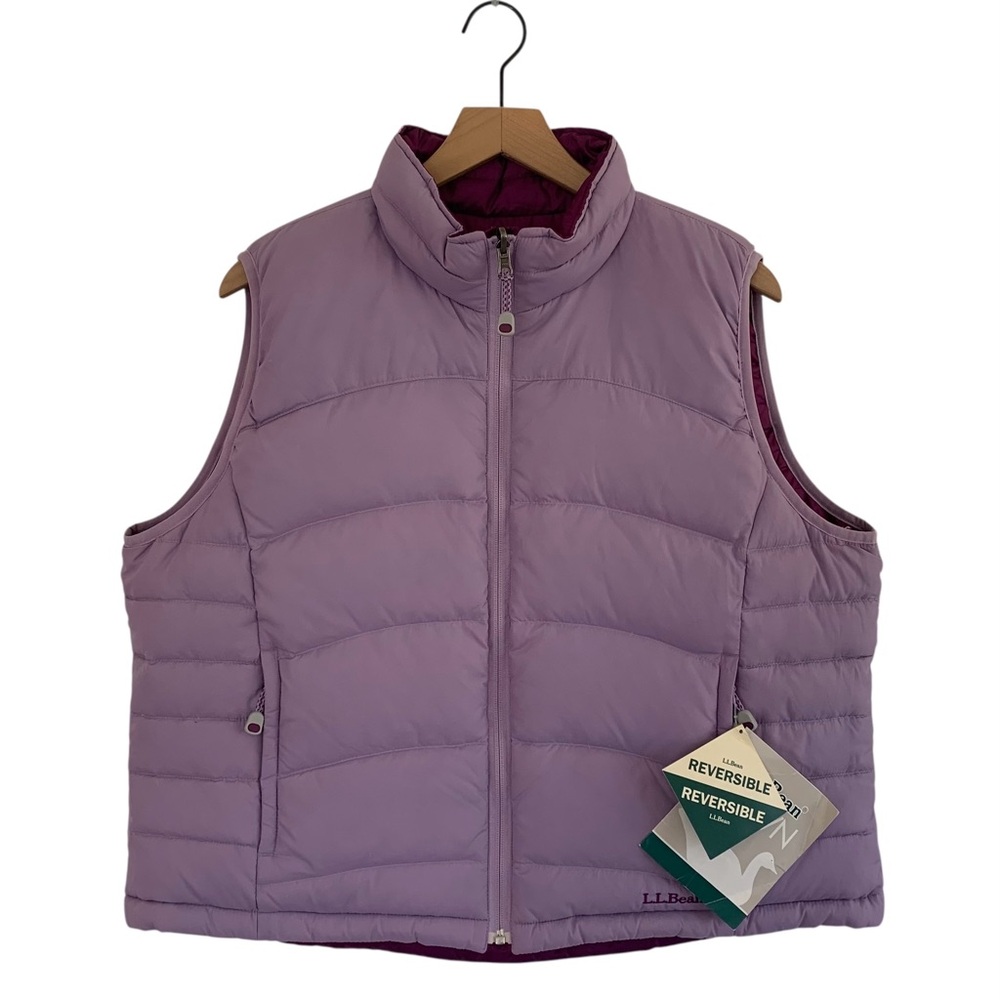 L.L. Bean Lilac & Purple Reversible Goose Down Puffer Vest